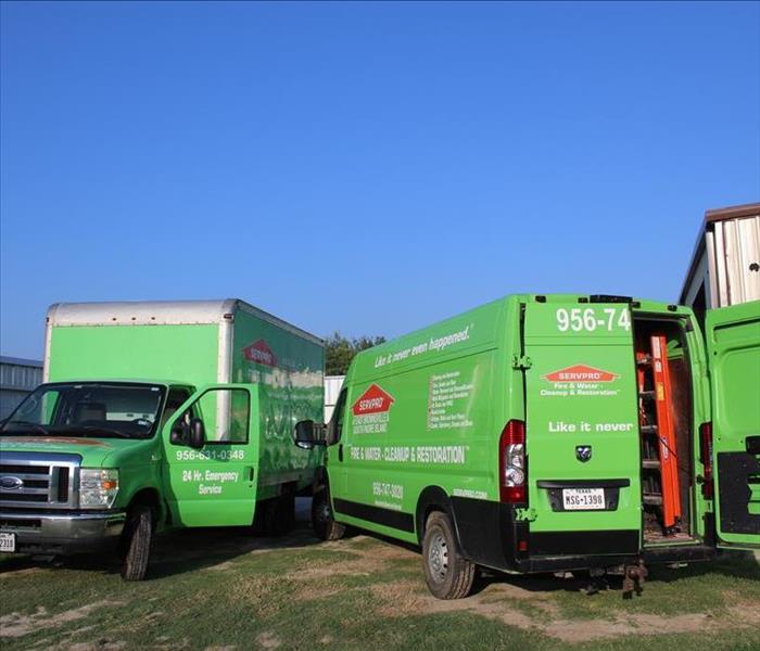 servpro vehicles ready for departure 