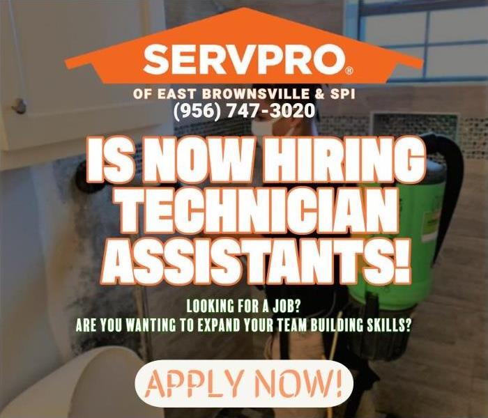 now hiring assistant technicians at servpro of east brownsville and spi south padre island 